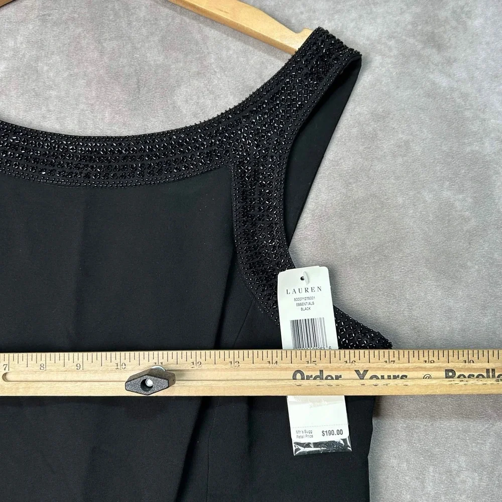 Lauren Ralph Lauren Sleeveless Cocktail Dress Black Beaded Neckline Dress 10 NWT - Picture 6 of 7